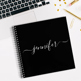 Black White Monogram Script Name Sketchbook