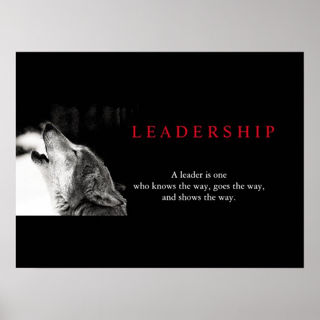 Black White Motivational Leadership Wolf Poster (Frente)
