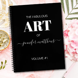 Black White Personalized Script Name Sketchbook