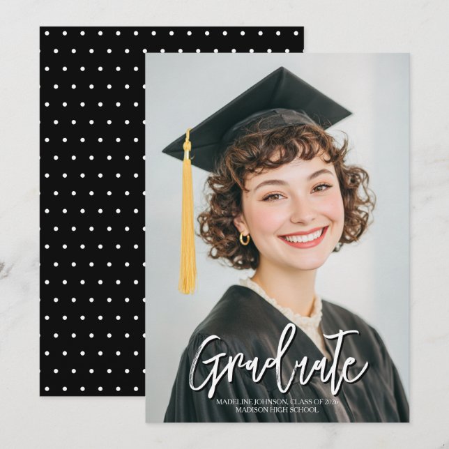 Black & White Photo 2026 Graduation Announcement (Frente/Verso)