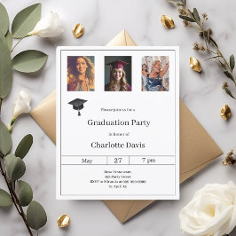 Black white photo Graduation Party invitation