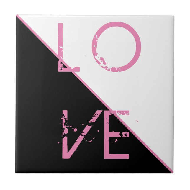Black White Pink Love Abstrato Art (Frente)
