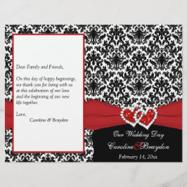 Black White Red Damask, programa de casamento de c