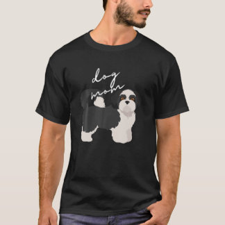 Black White Shih Tzu Dog Mãe Camisa