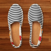 Black White Stripes Chic Fashion Casual Slip On