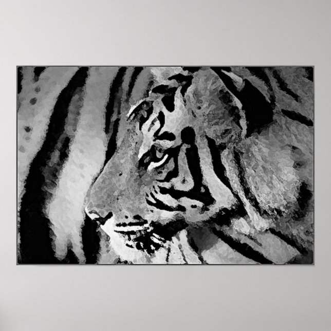 Black & White Tiger Poster Print (Frente)