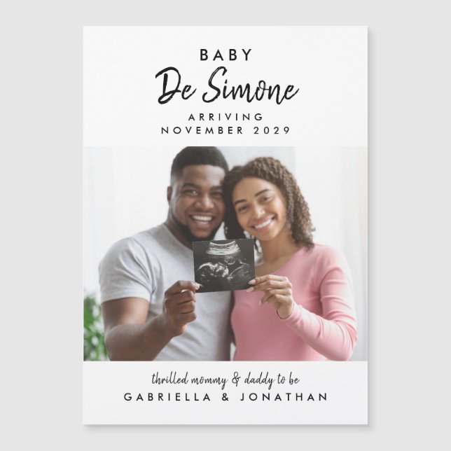  Black White Typography Sonogram Photo Pregnancy (Frente)