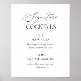Black & White Wedding Signature Cocktails Poster