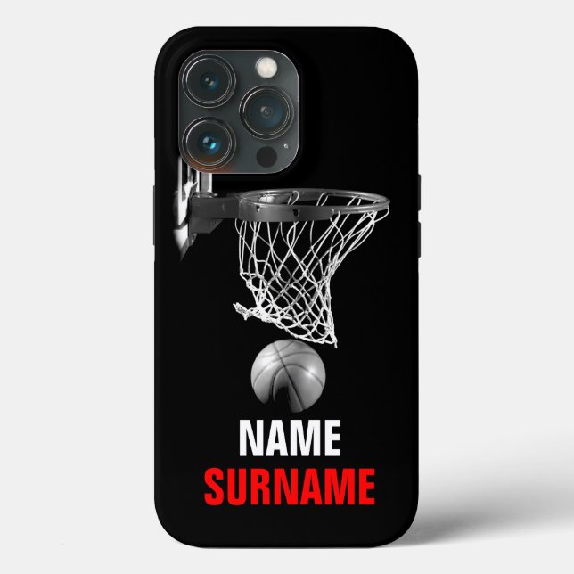 Black White Your Name Surname Basketball (Verso)
