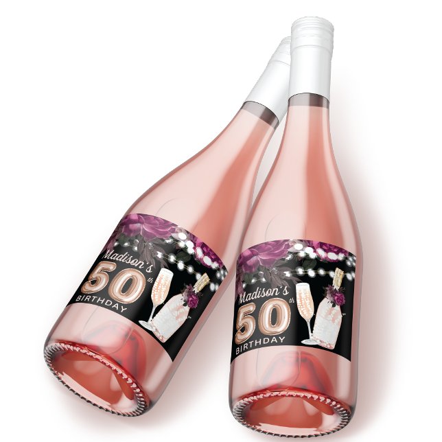 Black Wine Luxury 50º aniversário Personalizado (Criador carregado)