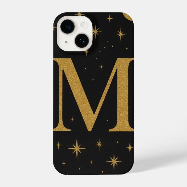 Black & Yellow Star Phone Case with Big M – Trendy (Verso)