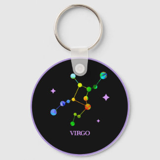 Black Zodiac Virgo Rainbow Chaveiro