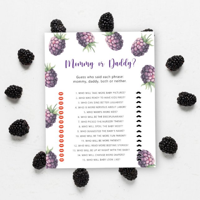 Blackberry - jogo de chá de bebê mamãe ou papai (Criador carregado)