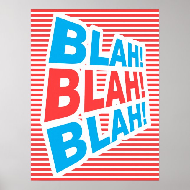 Blah, Blah, poster engraçado, poster de tipografia (Frente)