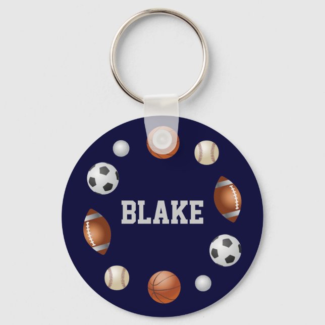 Blake World of Sports Name Chaveiro - Marinho Azul (Frente)