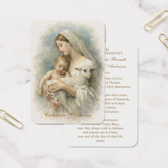 Blessed Mother Child Lamb Catholic Wedding Prayer (Escritótio)