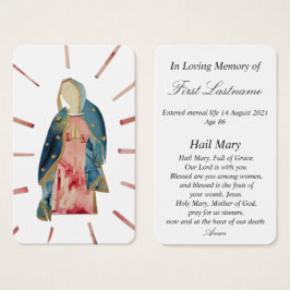 Blessed Mother Virgin Mary In Memory Prayer Card