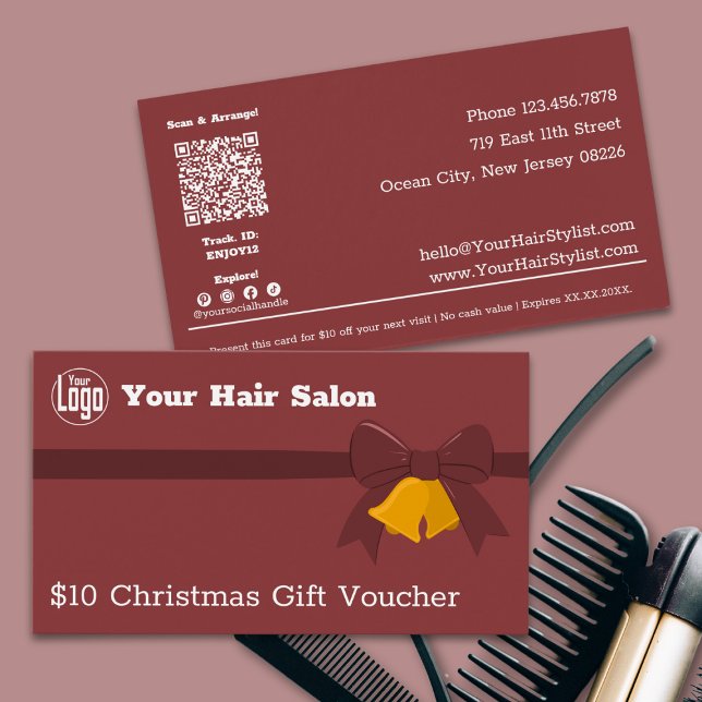 Blindagem de Fita $10 Bilhete de Presente de Natal (Ribbon Bells $10 Christmas Gift Voucher Card)