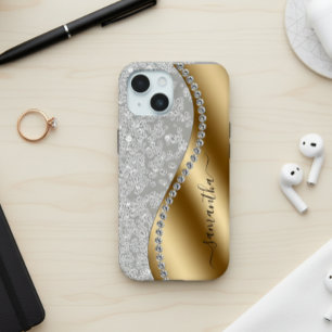 Bling Diamante Personalizado Metal Dourado Script