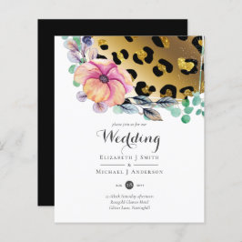 Bling Girly Glam Leopard Imprime Casamento Dourado