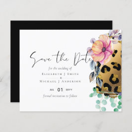 Bling Girly Glam Leopard Imprime Casamento Dourado