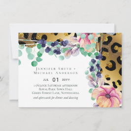 Bling Girly Glam Leopard Imprime Casamento Dourado