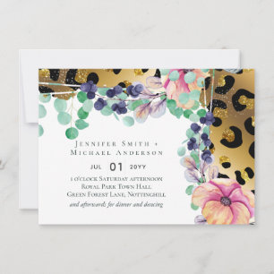 Bling Girly Glam Leopard Imprime Casamento Dourado