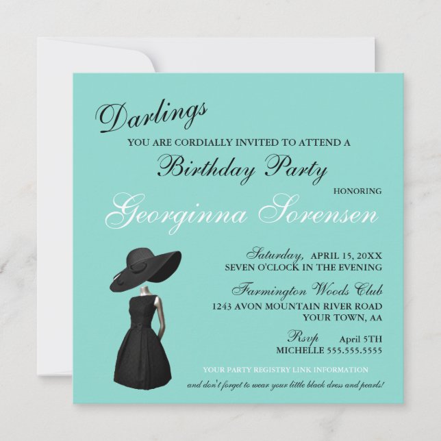 Bling Glam Teal Tiara Birthday Celebration Party (Frente)