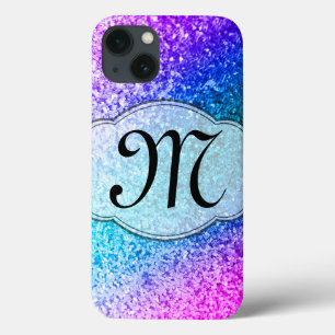Bling Glitter Girly Pink Purple Monograma IPAD Cas