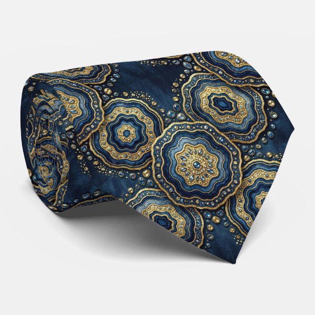 Bling & Sparkle | Gravata Azul Marinho + Geodo Dou (Rolled)