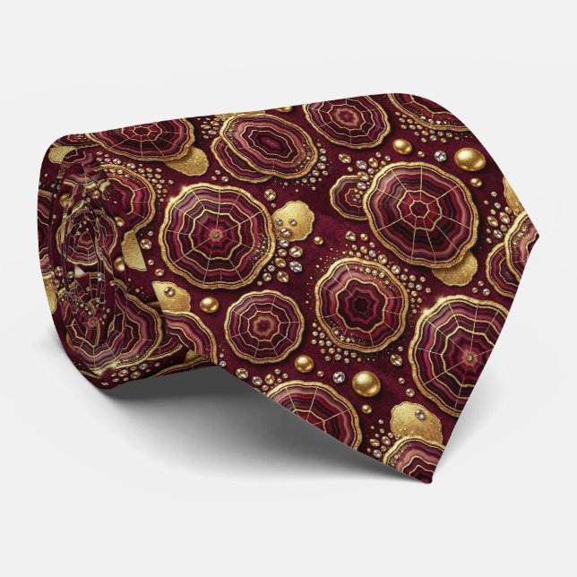 Bling & Sparkle | Gravata de Luxo Burgundy Geode (Rolled)