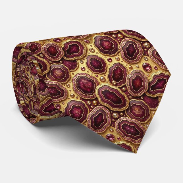 Bling & Sparkle | Gravata de Luxo Burgundy Geode (Rolled)