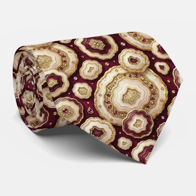 Bling & Sparkle | Gravata de Luxo Burgundy Geode (Rolled)