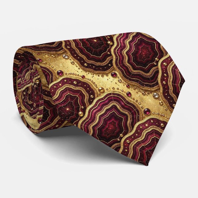 Bling & Sparkle | Gravata de Luxo Burgundy Geode (Rolled)