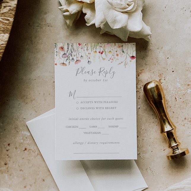 Blissful Boho Wildflower Wedding Menu Choice RSVP (Criador carregado)