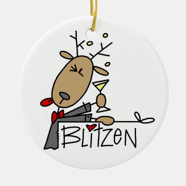 Blitzen o Ornamento de Guarda de Natal da Reindeer (Frente)