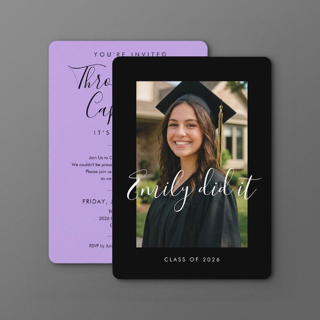 BLK & ROXO 2026 | Convite de Formatura com Foto (Criador carregado)