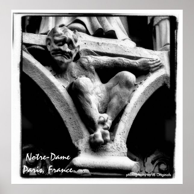 blk wht gargoyle poster Notre-Dame Paris, France (Frente)