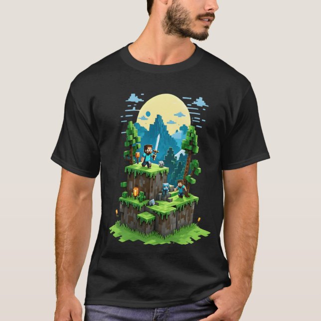 BlockQuest Adventures - Camisa T do jogador de art (Frente)