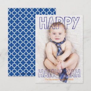 Bloco azul feliz de Hanukkah - cartão de 3x5
