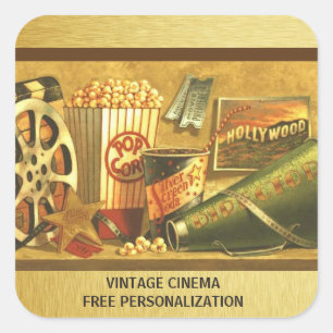 Bloco da etiqueta do cinema do vintage