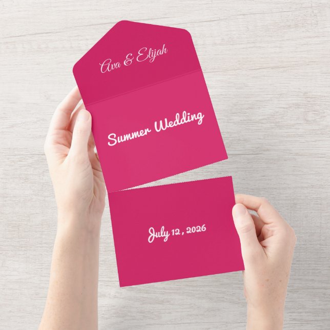 Bloco de Cor Rosa Quente | Modelo de Casamento Ous (Aba destacável)