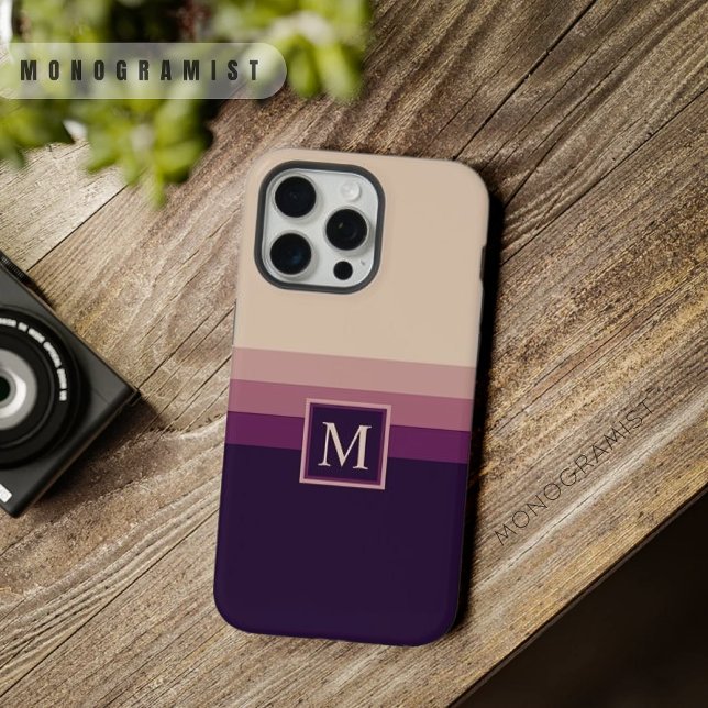 Bloco de cor roxa Cinza clara personalizável (Customizable Light Grey Dark Purple Color Block iPhone Case)