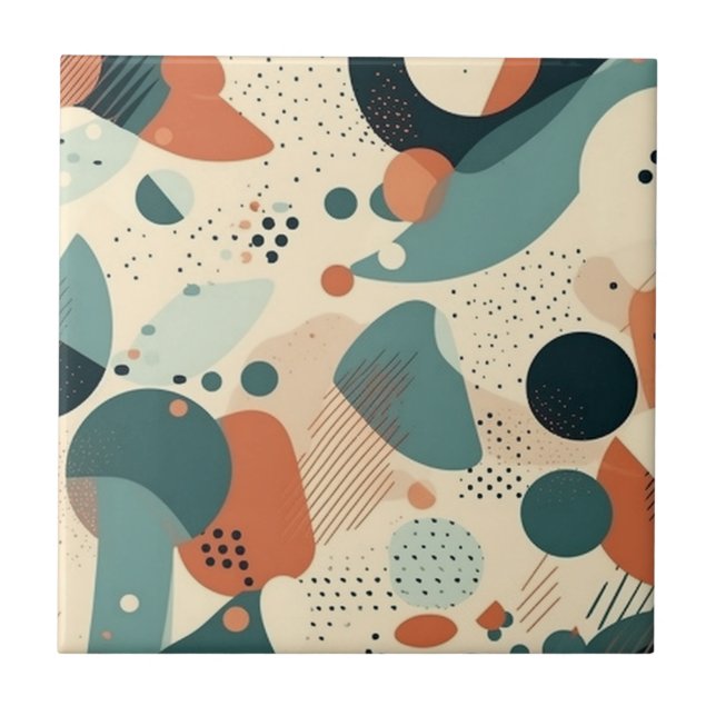 Bloco de Cores Abstratas Memphis Azul Laranja Verd (Frente)