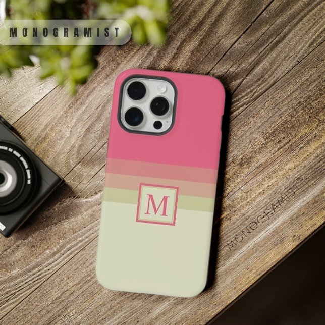 Bloco de Cores Amarelo Amarelo-Branco Personalizáv (Customizable Beige Pale Yellow Pink Color Block iPhone Case)