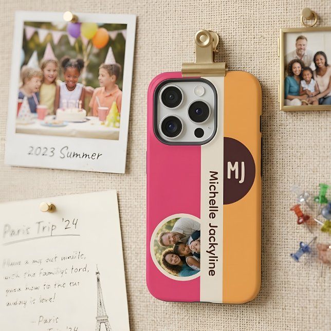 Bloco de Cores Moderno com Monograma e Nome Person (Criador carregado)