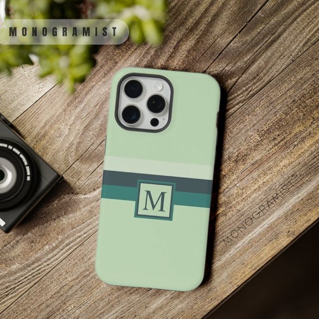 Bloco de cores verde claro e suave personalizável (Customizable Light Soft Teal Green Color Block iPhone Case)