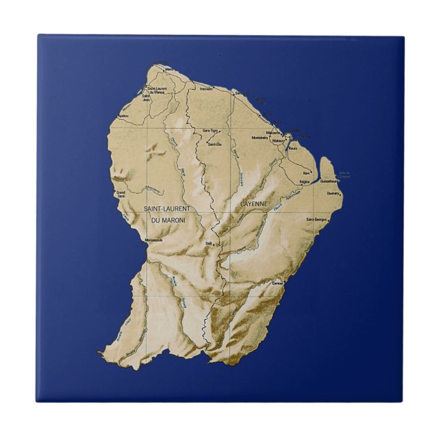 Bloco de Mapa da Guiana Francesa (Frente)