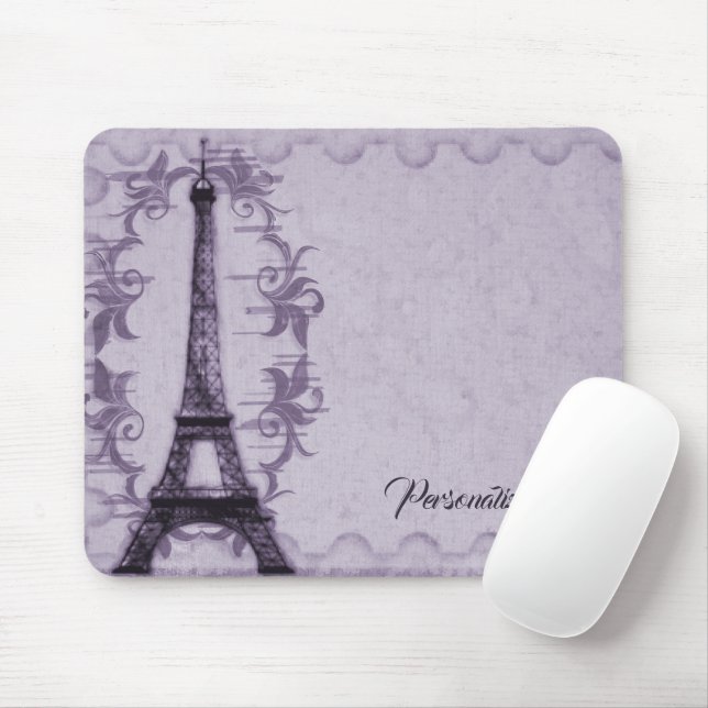 Bloco de Mousepad da Torre Eiffel lavanda (Com mouse)