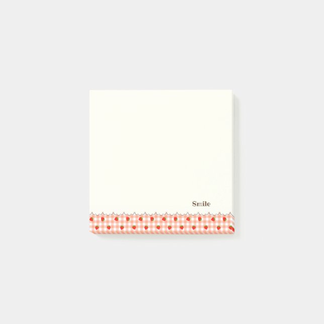 BLOCO DE NOTAS 文字　カスタム　いちご　チェック　オレンジ　   (Frente)